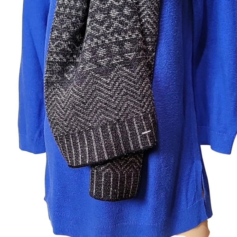 Mens Black & Gray Knit Wool Scarf With Chevron & Geometric Patterns 63